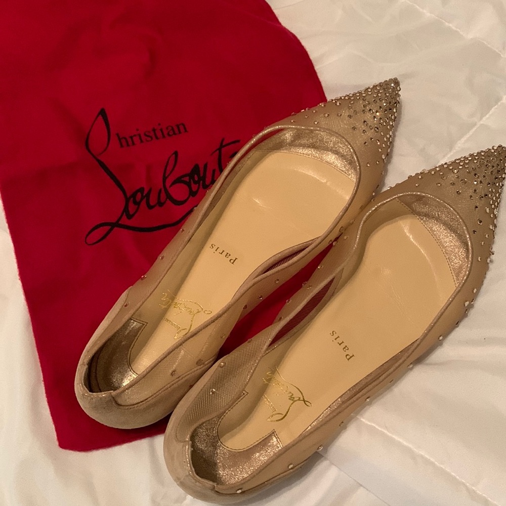 Mesh/nude Christian Louboutins Flats Size 42